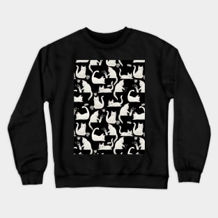 Bad Cats Knocking Stuff Over, White Cats on Black Crewneck Sweatshirt